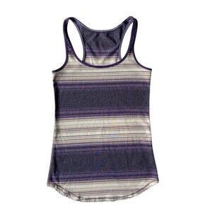 Lululemon Womens Refresh Racer Tank Top Size 4 Purple Stripe Yoga Gym Running‎